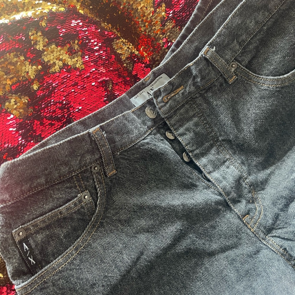 AX Armani Exchange Black Denim Jeans six 36 long